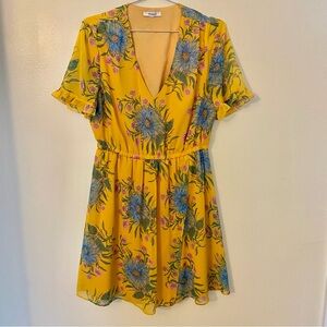 Madewell Sweetgrass Yellow and Blue Floral Mini Dress size 8